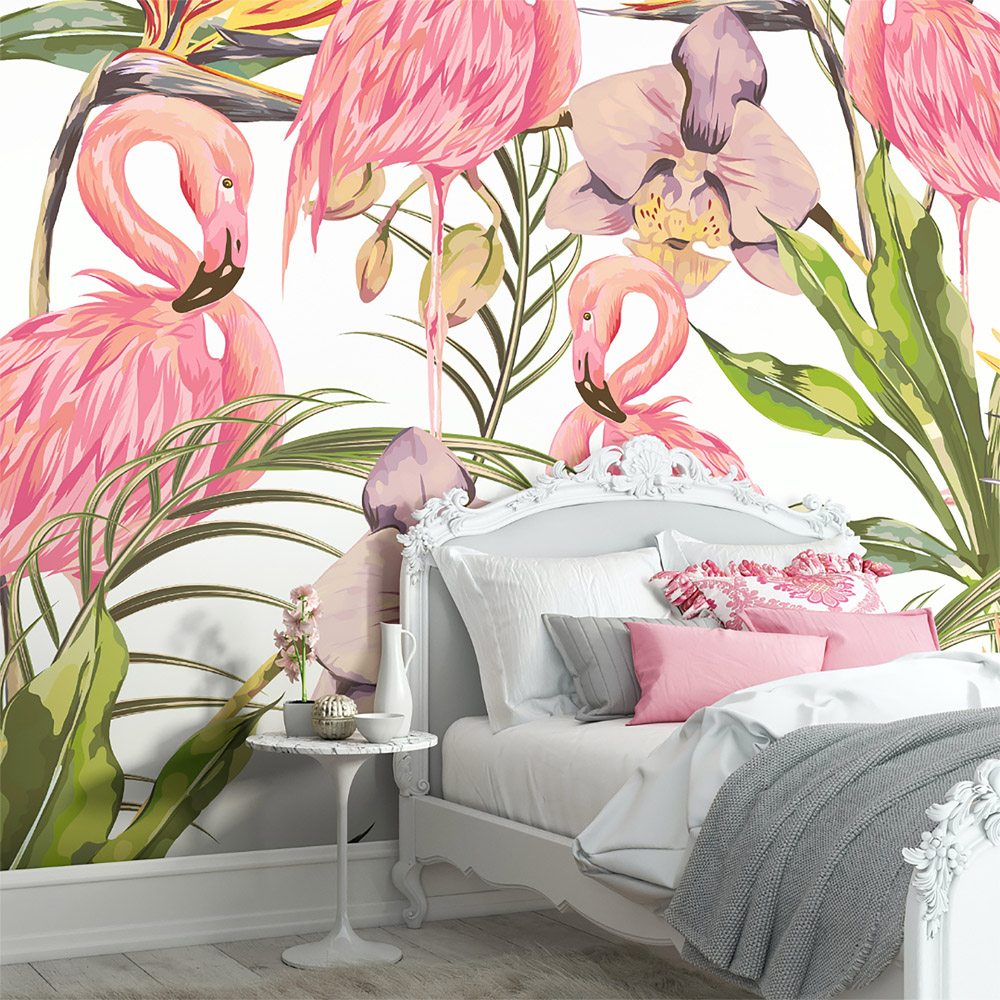 Origin Murals Paradise Flamingo Pink Wall Mural Image 1