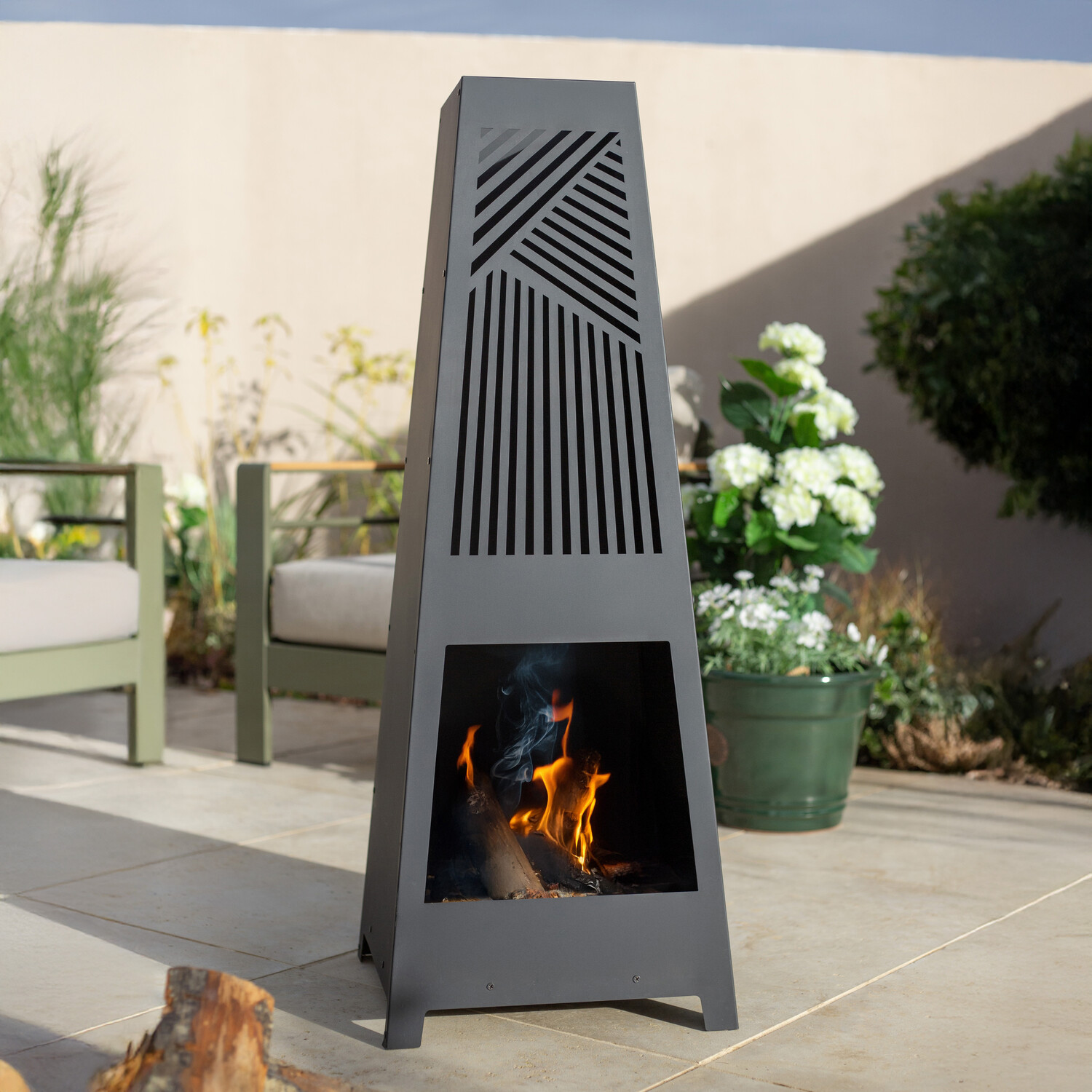 Essentials Modern Chimenea Black Image 1