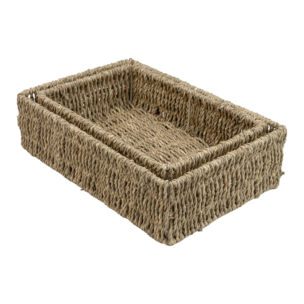 JVL Seagrass Rectangular Storage Basket 2 Pack Image 1
