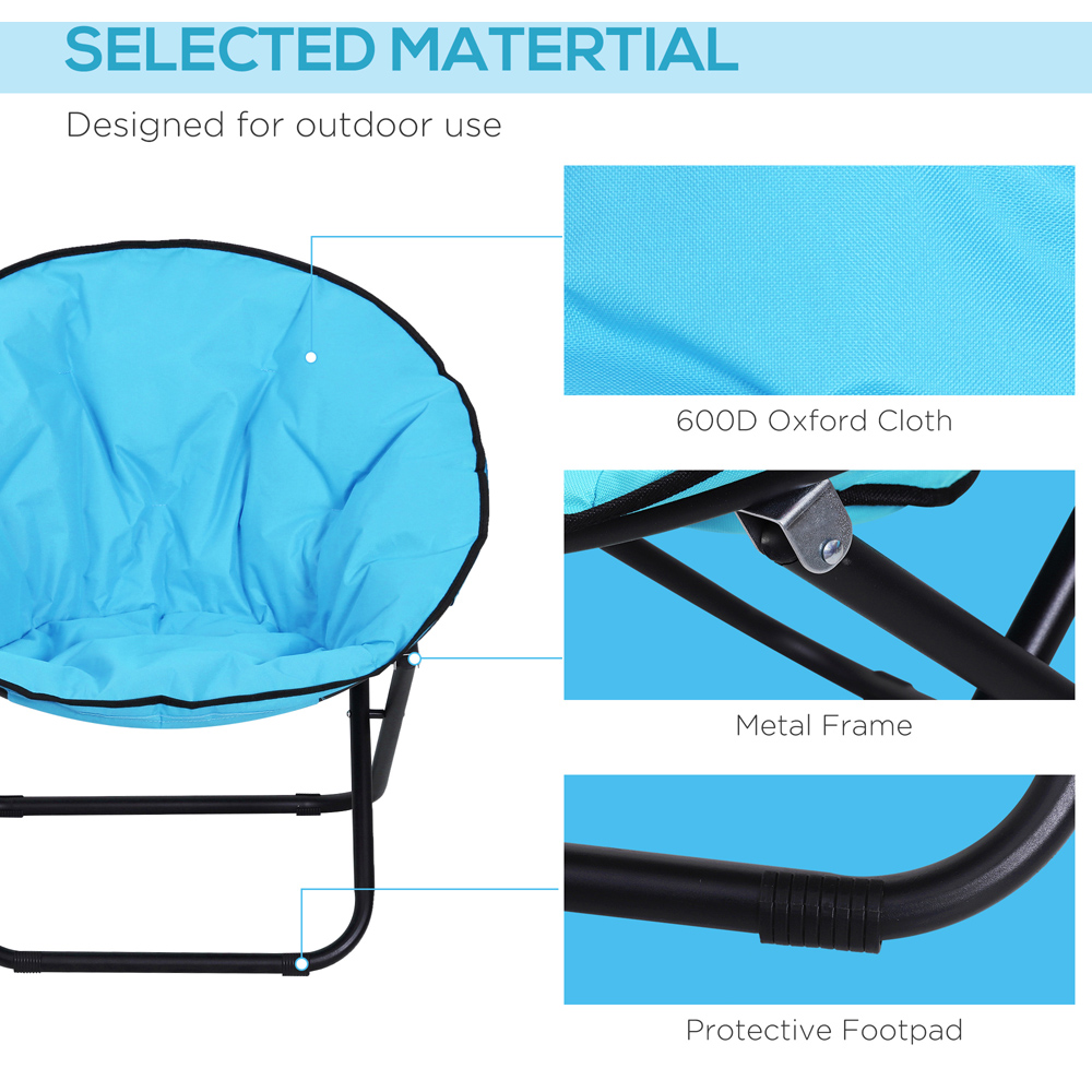 Outsunny Oxford Blue Round Folding Saucer Moon Chair Image 6