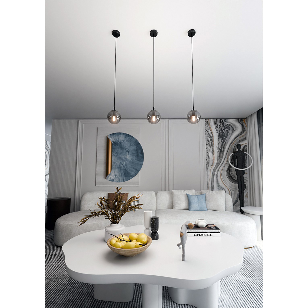 Emibig Cosmo Single Light Graphite Shade Black E14 Ceiling Pendant Light Image 7