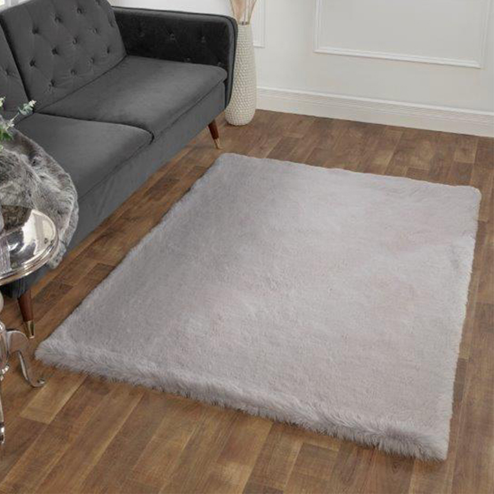 Portland Prestige Super Luxe Silver Faux Fur Rug 80 x 150cm Image 1