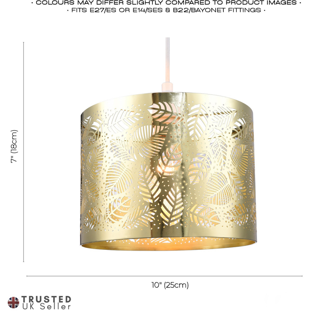 Happy Homewares Gold Plated Metal Fern Leaf Decoration Pendant Shade Image 7