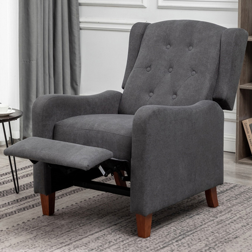 Furniture One Grey Wing Back Pushback Recliner Armchair Image 1