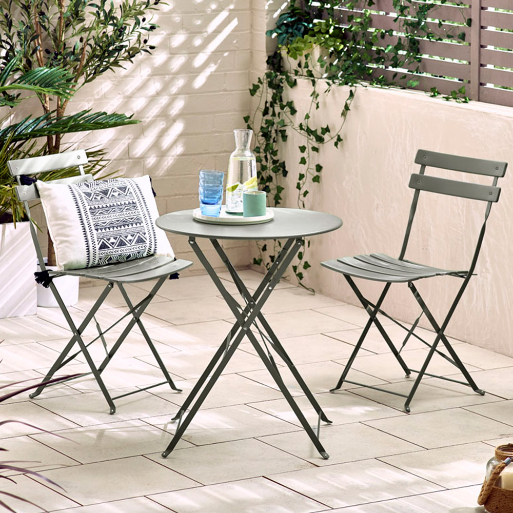 Furniturebox Cruz Grey Metal 2 Seater Outdoor Bistro Set Image 1