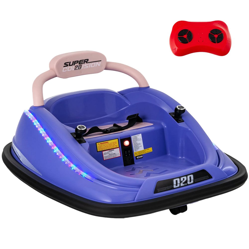 Costway Kids Purple Electric Bumper Car with Spin and Remote Control Image 1