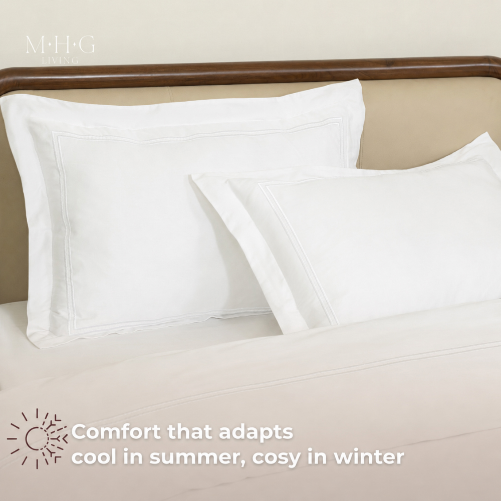 MHG Living King Size White Baratta Stitched Duvet Cover Set Image 8