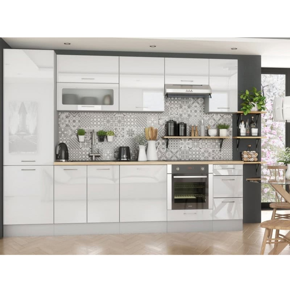 Impact Furniture Ella 3 Drawer White High Gloss Freestanding Kitchen Cabinet Unit Image 4