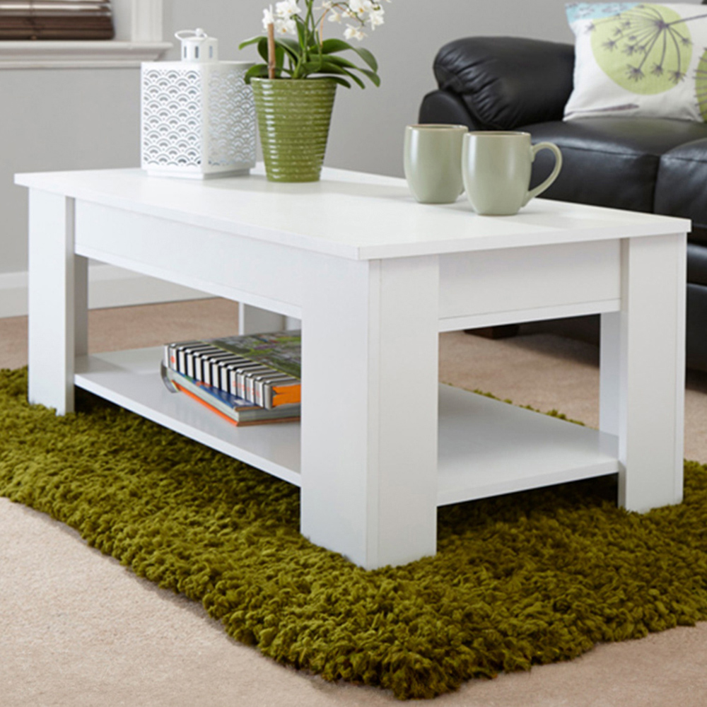 GFW White Lift Up Coffee Table Image 1
