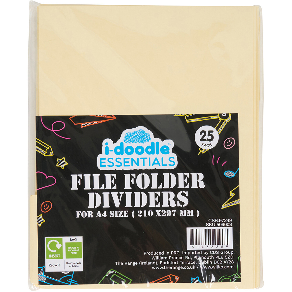 Pack of 25 File Folder Dividers Yellow Image 1
