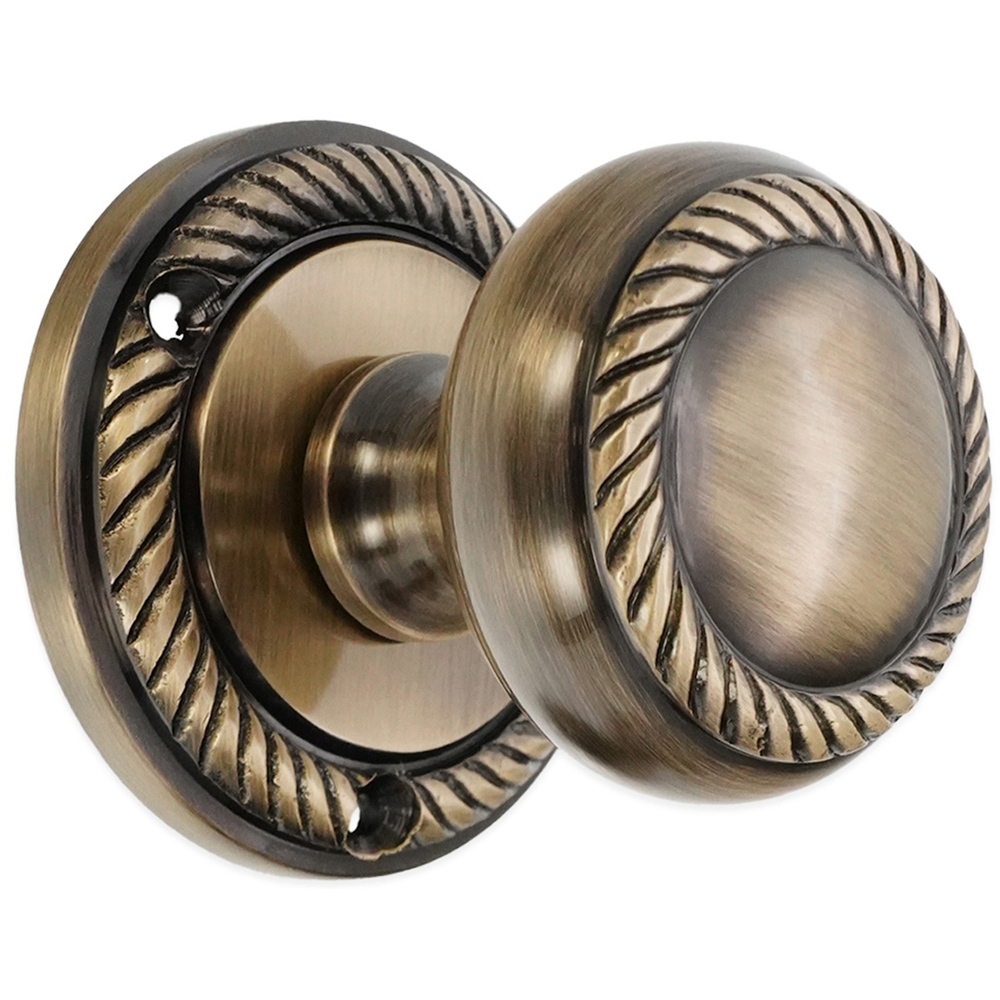 Spira Brass Antique Brass Georgian Mortice Door Knob 2 Pack Image 3