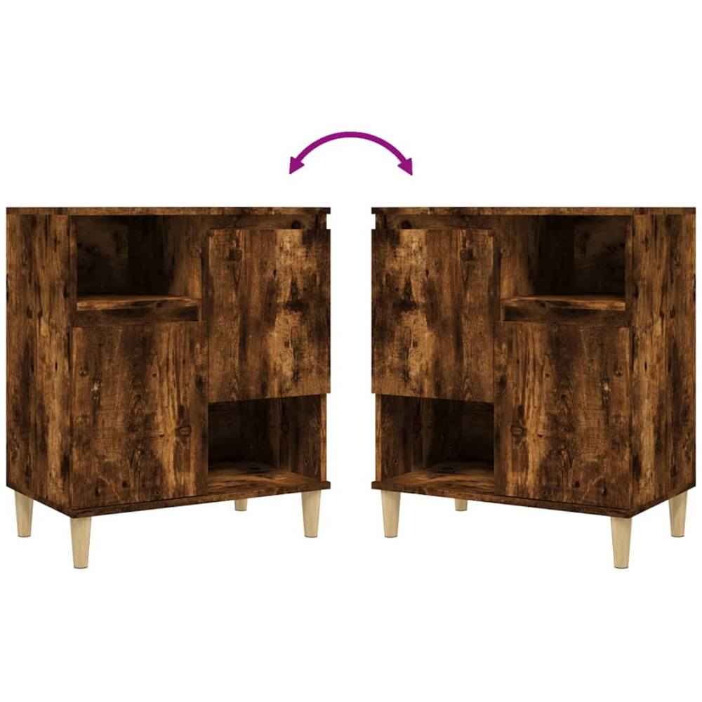vidaXL 2 Door 2 Shelf Smoked Oak Sideboard Set of 3 Image 7