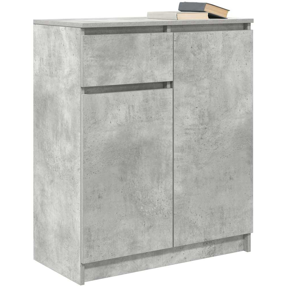 vidaXL 2 Door Single Drawer Concrete Grey Wooden Sideboard Image 3