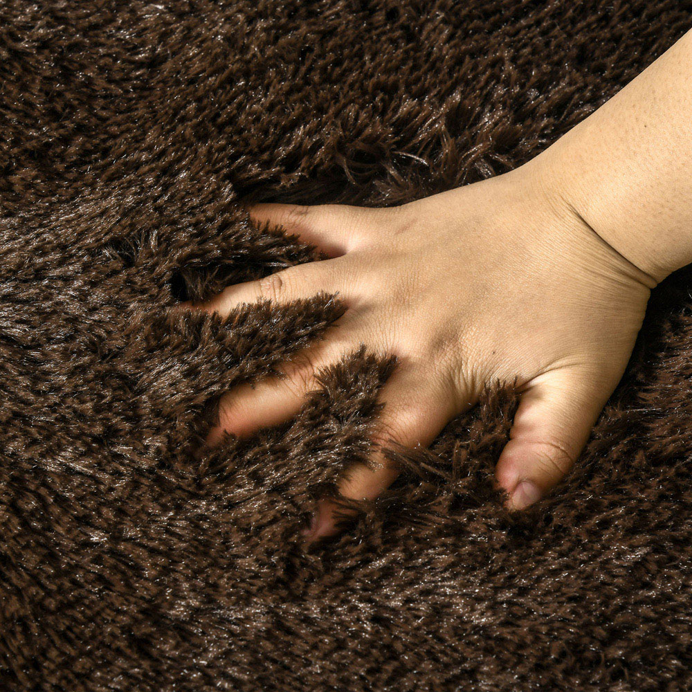 HOMCOM Brown Fluffy Area Rug Shaggy Carpet for Living Room, Bedroom, 90x150cm Image 8