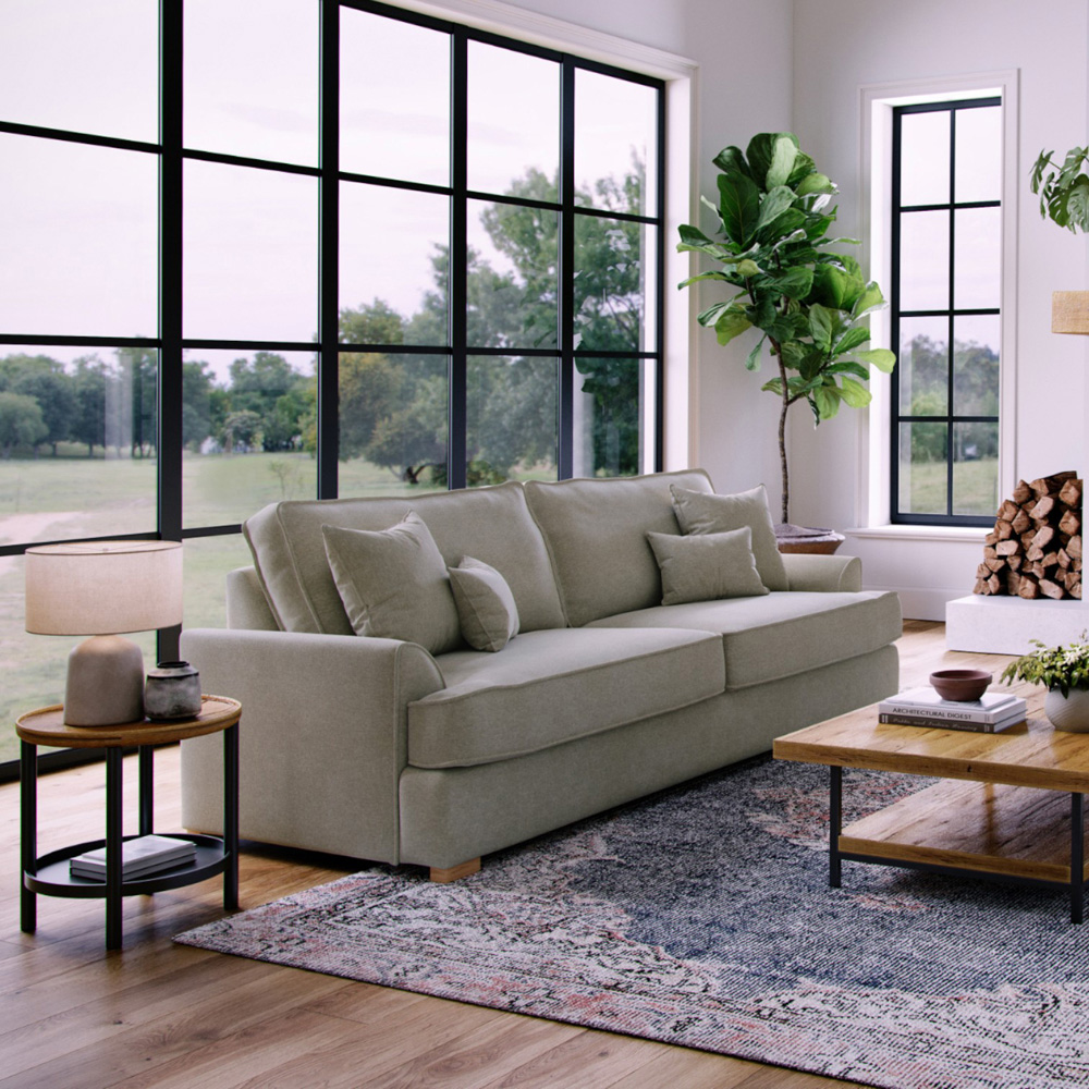 Alba City 4 Seater Stone Fabric Sofa Image 5