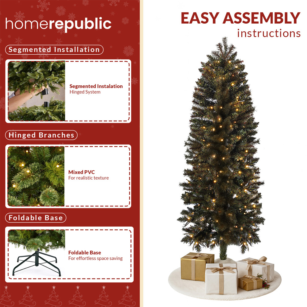 Noel Square Warm White LED Pre-Lit Half Artificial Xmas Tree 6.9ft Image 5