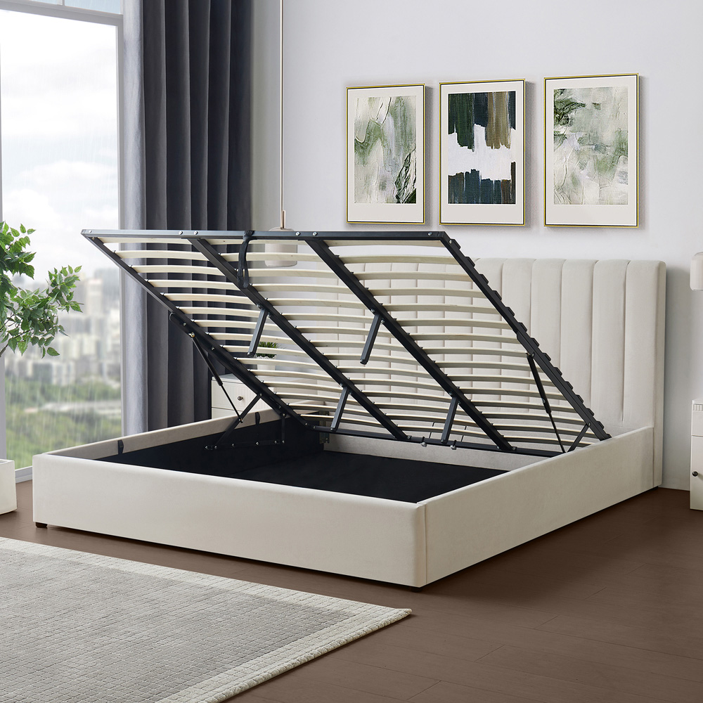 Brooklyn Evelynne Super King Beige Linen Ottoman Bed Image 3