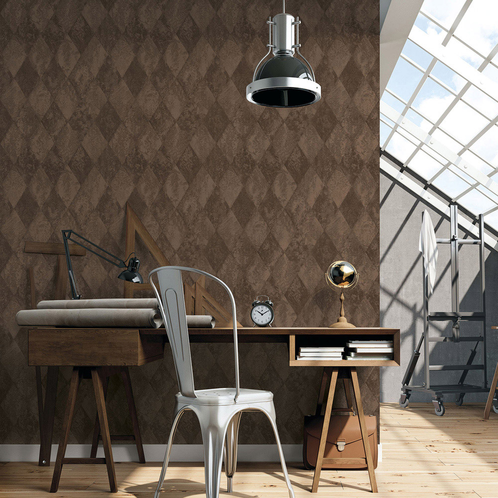 Galerie Ambiance Geometric Brown Wallpaper Image 2