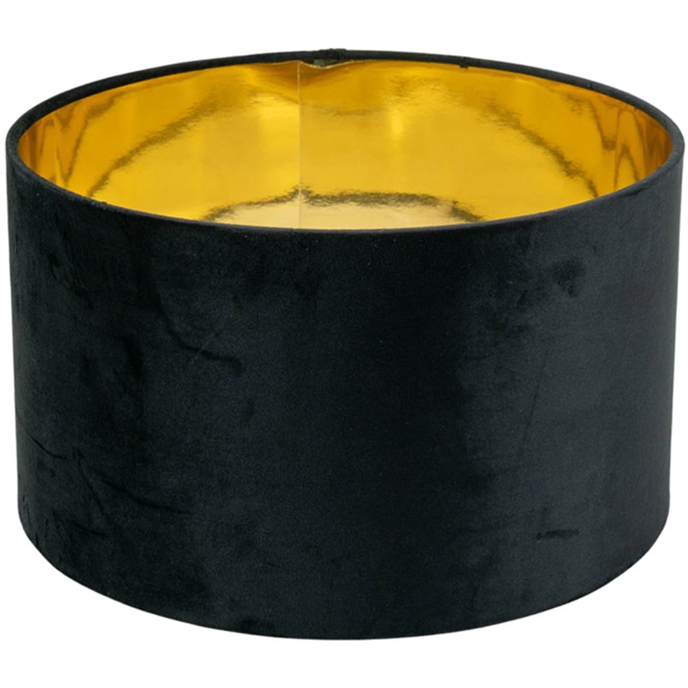 ValueLights Reni Black Velvet and Gold Inner Drum Ceiling Lamp Shade 35cm Image 1