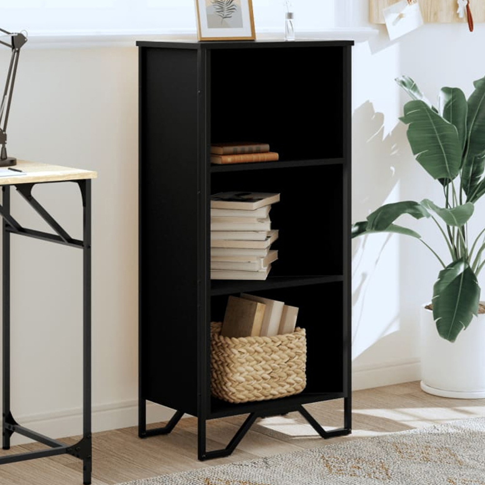 vidaXL 3 Shelf Black Bookcase Image 1