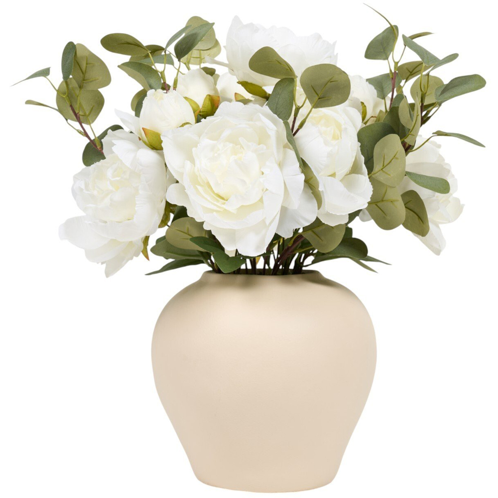 Peony and Eucalyptus Large Vase Arrangement Cream Image 5