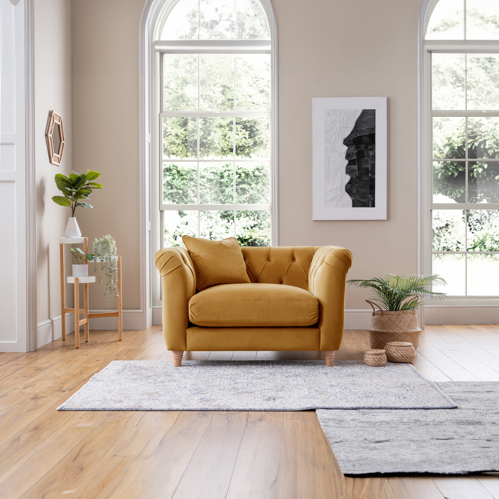 Ochre Velvet Armchair Image 4