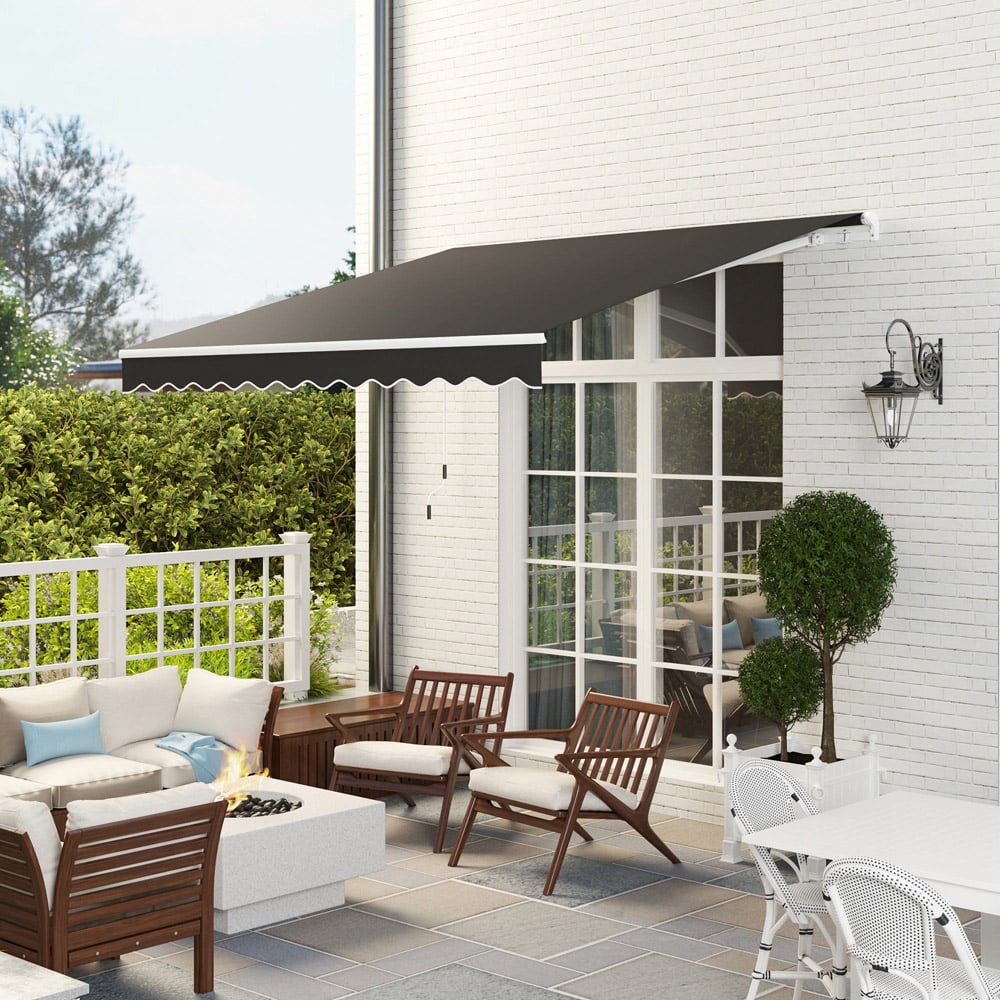 Outsunny 2.95 x 2.5m Black Retractable Awning with Crank Handle Image 3