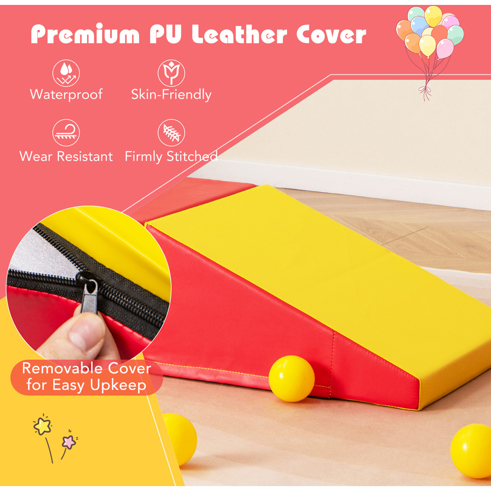 Costway 2 Piece Yellow Kids Step and Slide Climber Playset Image 4