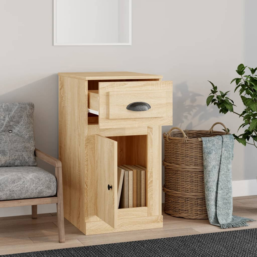 vidaXL Single Door Single Drawer Sonoma Oak Side Cabinet Image 9