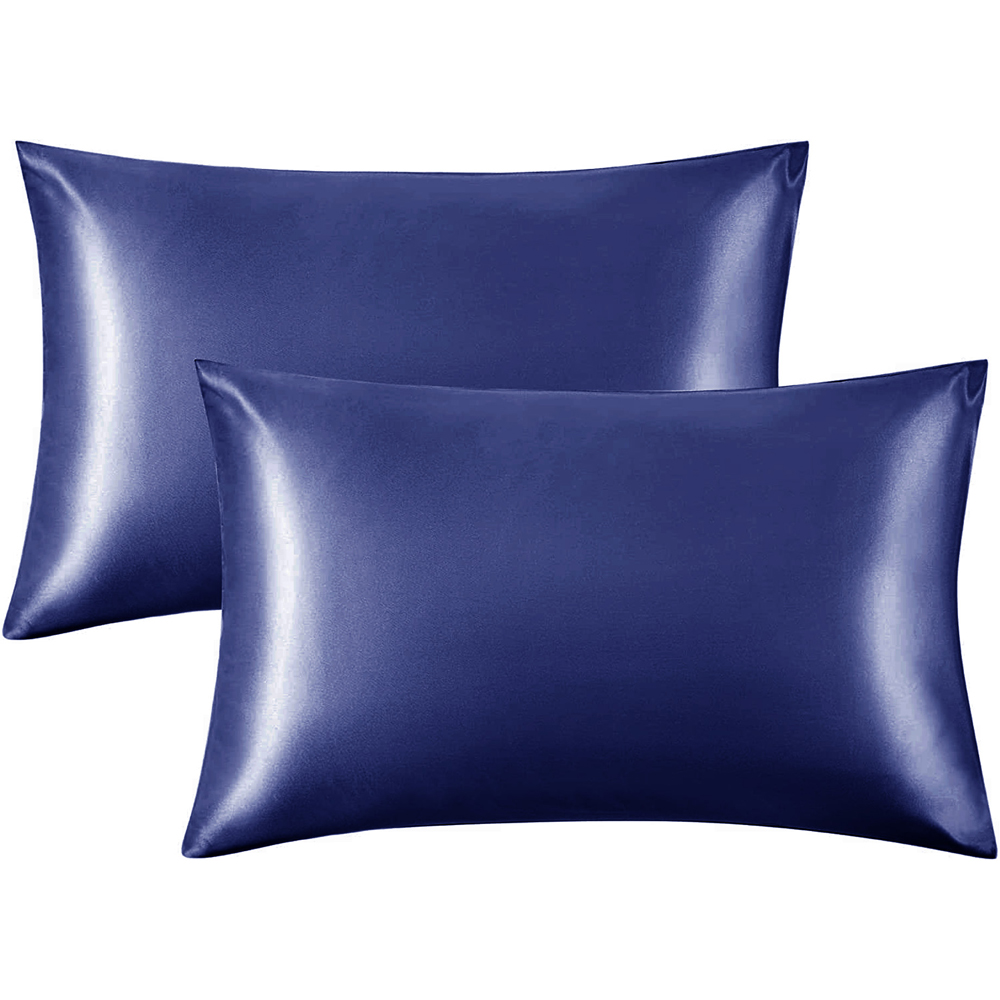 Intimates Super King Size Navy Satin Bedding Set Image 2