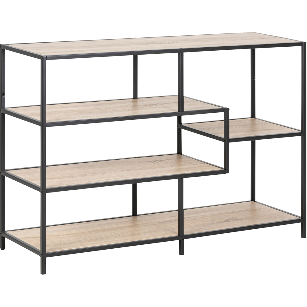 Florence Seaford 4 Shelf Sonoma Oak and Black Metal Bookcase Image 2