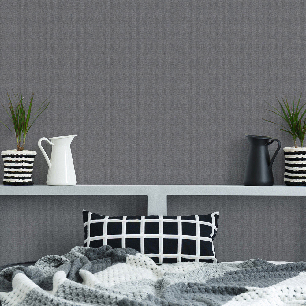 Superfresco Easy Glamorous Tweed Charcoal Wallpaper Image 3