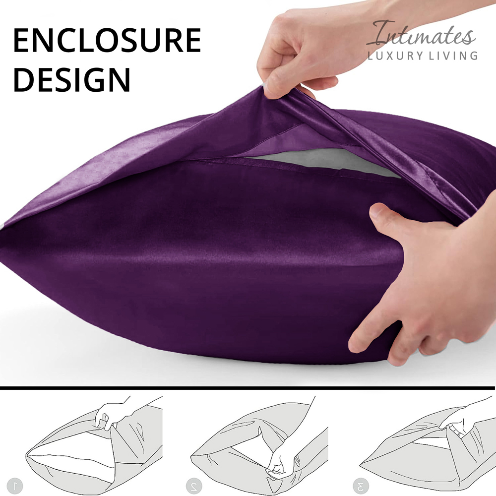 Intimates Super King Size Purple Satin Bedding Set Image 7