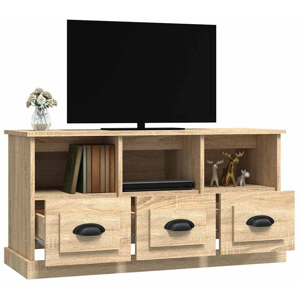 vidaXL 3 Drawer 3 Shelf Sonoma Oak TV Cabinet Image 5