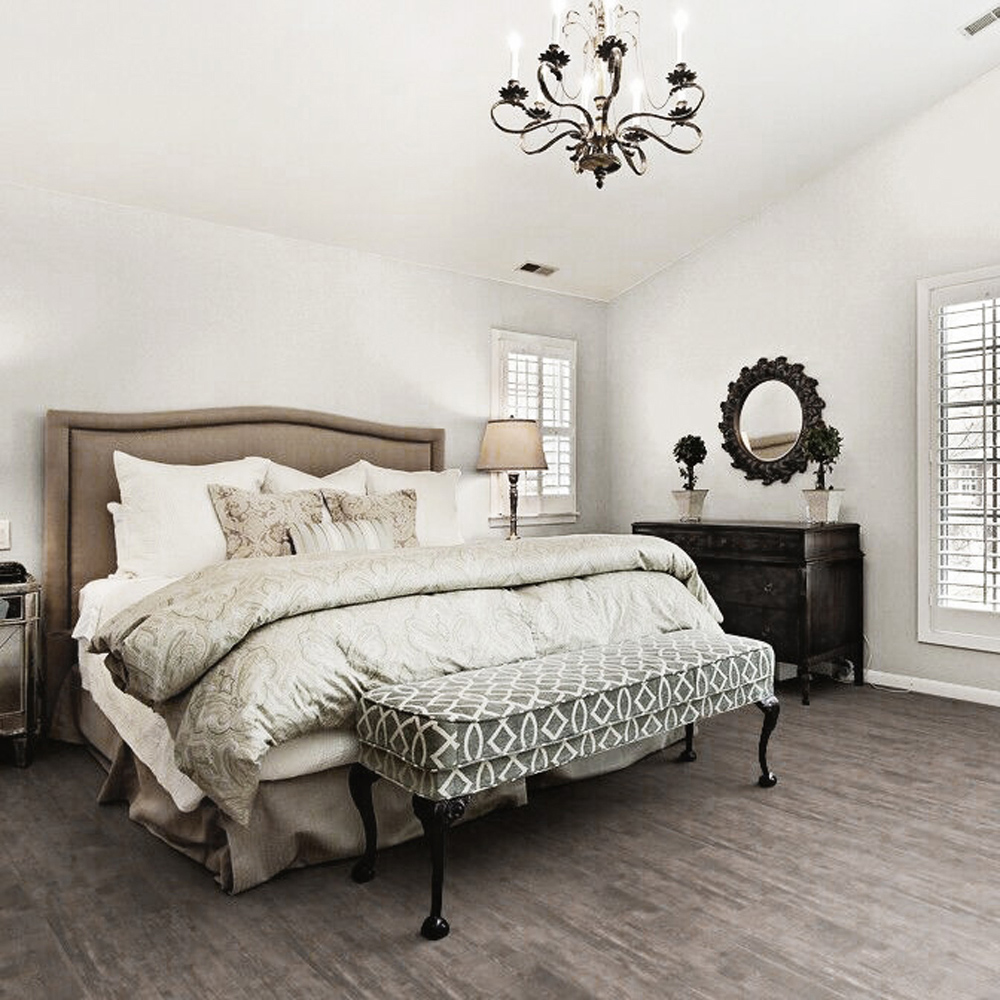 Living and Home Smoke Grey Wood Grain Self Adhesive PVC Flooring Image 7