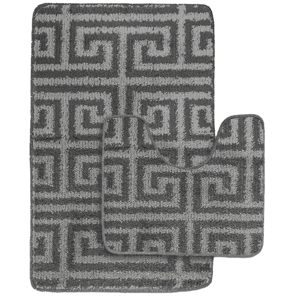 Velosso Luxe Grey Bath Mat Set Image 1