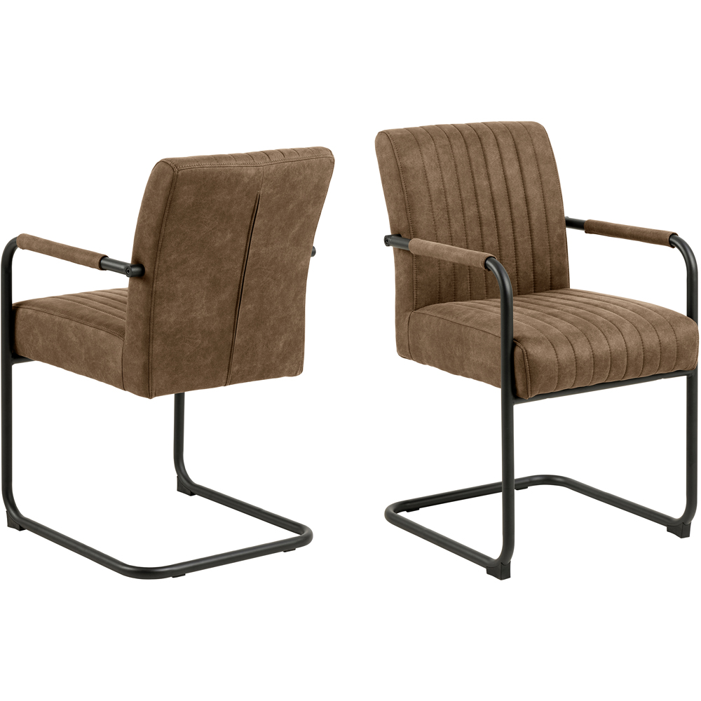 Florence Adele Set of 2 Light Brown Fabric Dining Chairs Image 4