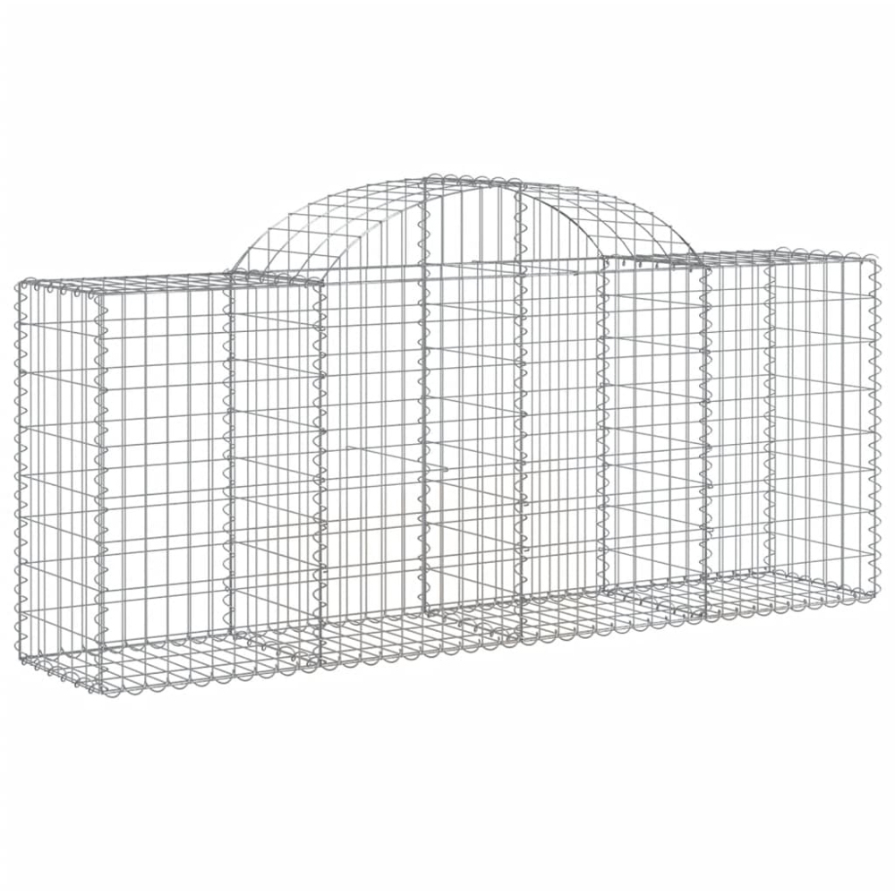 vidaXL Silver Galvanised Iron Arched Gabion Basket 200 x 50 x 80/100cm 4 Pack Image 1