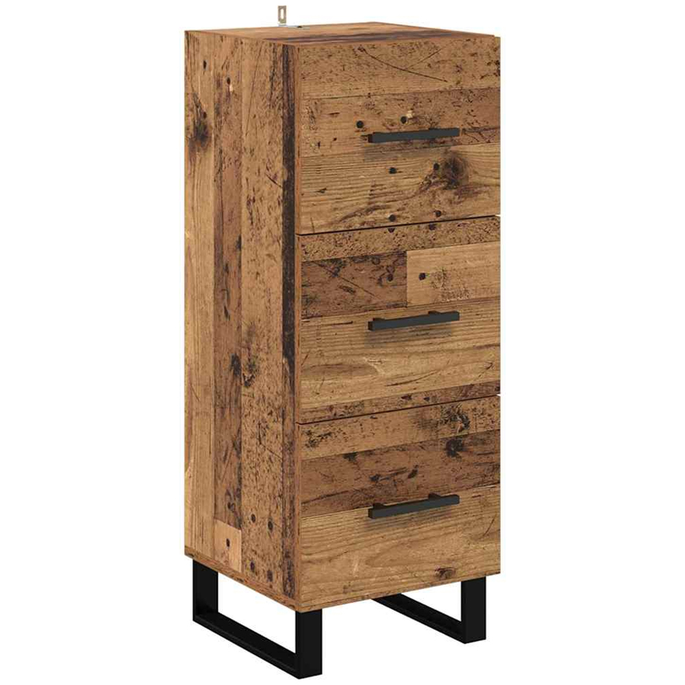 vidaXL Single Door 3 Drawer Old Wood Tall Sideboard with Metal Legs Image 6