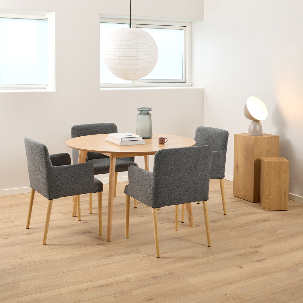 Florence Roxby 4 Seater Matt Oak Round Dining Table Image 8