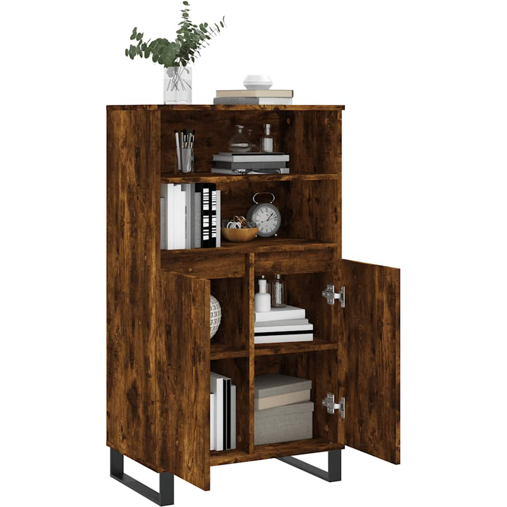 vidaXL 2 Door 2 Shelf Smoked Oak Highboard Image 4
