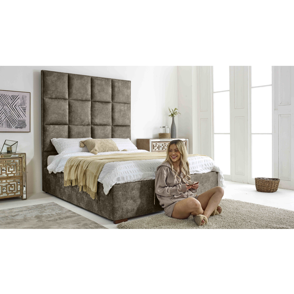 Eleganza Madelyn King Size Taupe Oakland Fabric Bed Frame Image 6