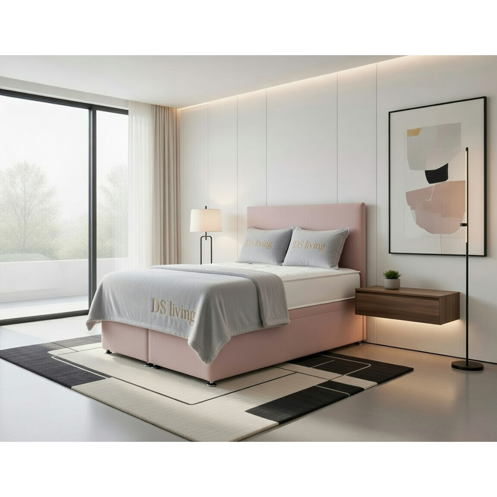 DS Living Prima Single Pink Plush Divan Bed Image 3