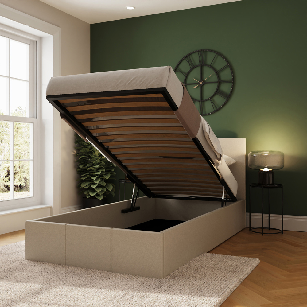 GFW Single Natural Fabric Ottoman Bed Image 8