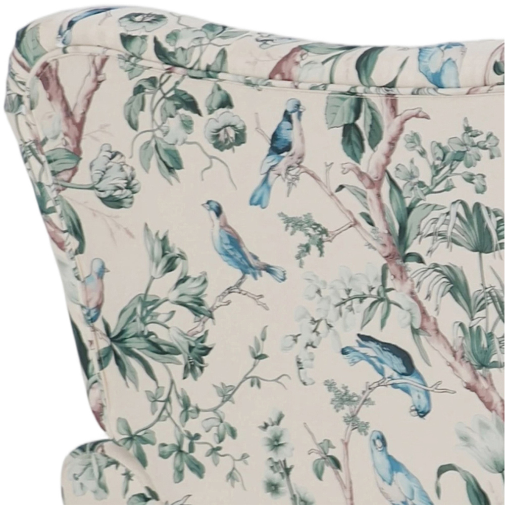 Living and Home Multicolour Linen Tufted Armchair with Black Rubberwood Legs Image 6