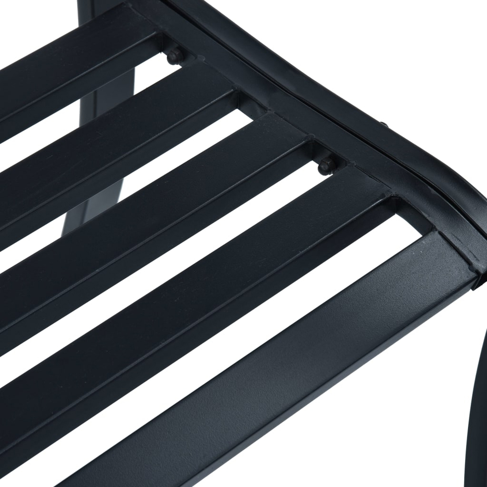 vidaXL 2 Seater Black Powder Coated Steel Garden Bench Image 5