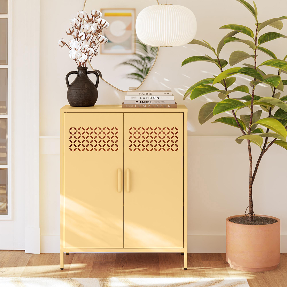 Dorel Annie 2 Door Deep Sun Yellow Metal Cabinet Image 9