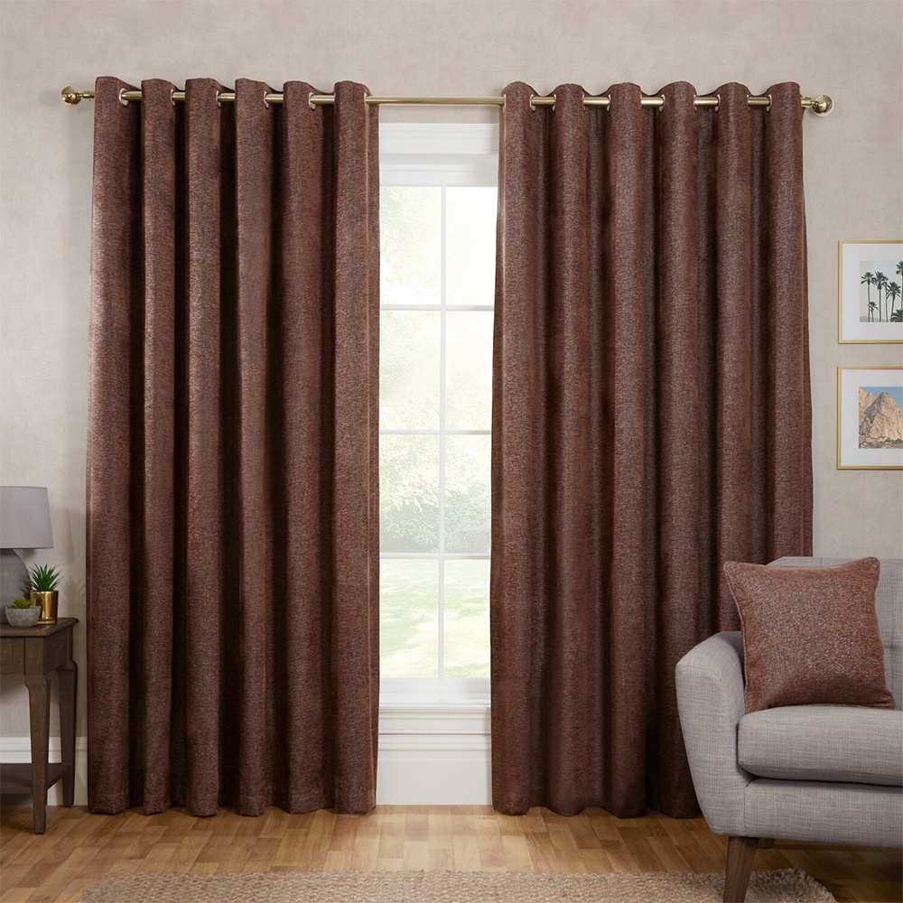 Aspen Eyelet CurtainMocha229cm Image 1