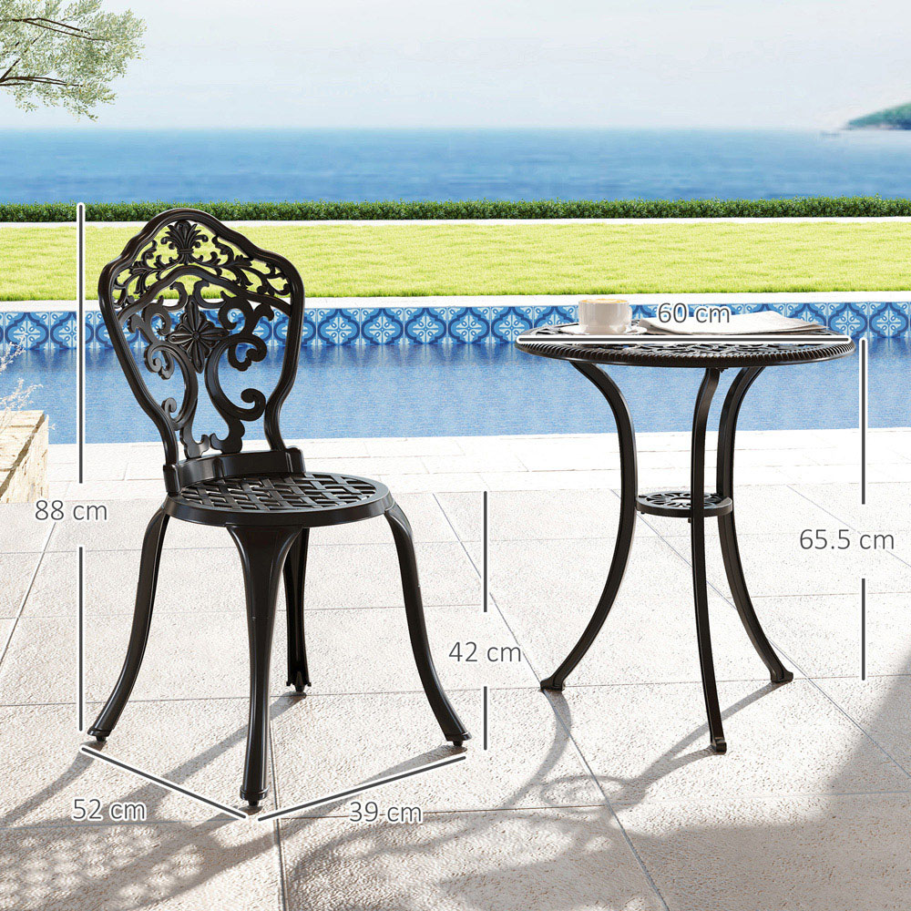 Outsunny 2 Seater Bistro Set with Parasol Hole Black Image 8