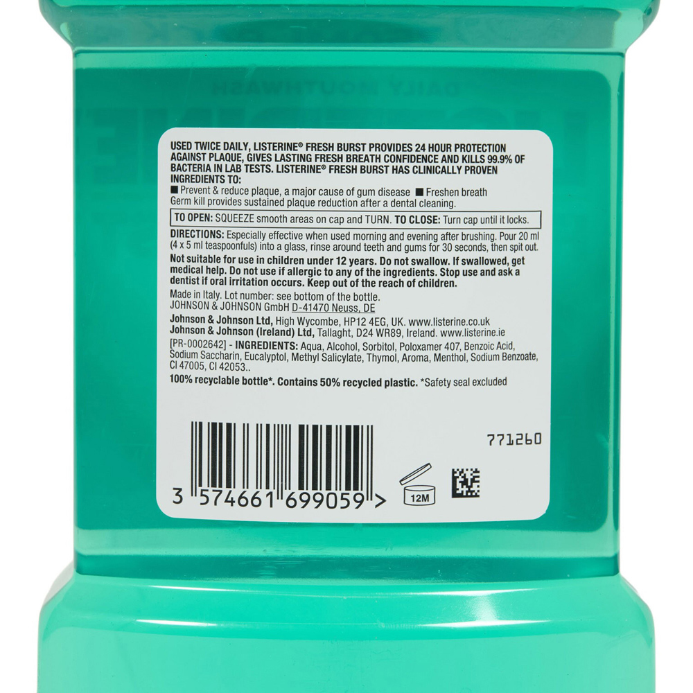 Listerine 750ml Mouthwash Cool & Fresh Image 6
